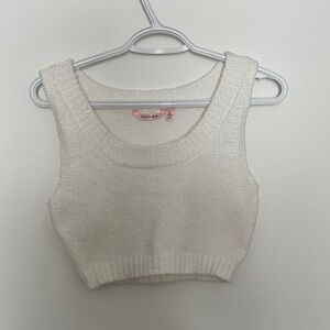 La Vie En Rose White Knit Crop Top